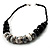 Stylish Chunky Polished Wood and Resin Bead Cotton Cord Necklace (Black & White) - 44cm L - view 6