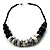 Stylish Chunky Polished Wood and Resin Bead Cotton Cord Necklace (Black & White) - 44cm L - view 7