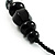 Stylish Chunky Polished Wood and Resin Bead Cotton Cord Necklace (Black & White) - 44cm L - view 5