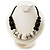 Stylish Chunky Polished Wood and Resin Bead Cotton Cord Necklace (Black & White) - 44cm L
