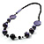 Stylish Animal Print Wooden Bead Necklace (Purple, Black & Metallic Silver) - view 7