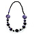 Stylish Animal Print Wooden Bead Necklace (Purple, Black & Metallic Silver) - view 5