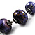 Stylish Animal Print Wooden Bead Necklace (Purple, Black & Metallic Silver) - view 6