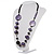 Stylish Animal Print Wooden Bead Necklace (Purple, Black & Metallic Silver) - view 9
