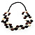 2 Strand Long Wood and Plastic Bead Necklace (Dark Brown & Cream) - view 7