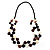 2 Strand Long Wood and Plastic Bead Necklace (Dark Brown & Cream) - view 3