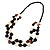 2 Strand Long Wood and Plastic Bead Necklace (Dark Brown & Cream) - view 2
