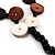 2 Strand Long Wood and Plastic Bead Necklace (Dark Brown & Cream) - view 5