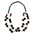 2 Strand Long Wood and Plastic Bead Necklace (Dark Brown & Cream) - view 8