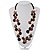 2 Strand Long Wood and Plastic Bead Necklace (Dark Brown & Cream)