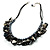 Black Simulated Pearl & Shell Bead Cord Necklace (Silver Tone) - view 3