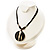 Round Stripy Shell Cotton Cord Pendant Necklace - view 3