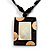 Square Mother of Pearl Cotton Cord Pendant Necklace