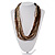 Chunky Multi-Strand Glass Bead Wood Necklace (Brown & Transparent/ White) - 58cm L - view 2