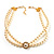 2 Strand Imitation Pearl Wedding Choker Necklace (Light Cream, Gold Tone)