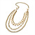 4 Strand Long Imitation Pearl Gold Plated Necklace -104cm Length