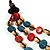 3 Strand Multicoloured Bead Leather Cord Necklace - 80cm - view 4