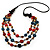3 Strand Multicoloured Bead Leather Cord Necklace - 80cm - view 2