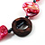 Magenta Shell Composite, Wood Ring & Metal Wire Bead Long Necklace - 84cm Length - view 6