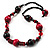 Black & Red Wood Bead Cord Necklace - 50cm