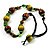 Olive Green & Brown Wood Bead Cord Necklace - 56cm - view 3