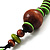 Olive Green & Brown Wood Bead Cord Necklace - 56cm - view 7