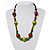 Olive Green & Brown Wood Bead Cord Necklace - 56cm - view 2