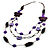 3-Strand Butterfly Cord Necklace (Purple, Lavender, White & Brown) - 90cm - view 3