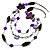3-Strand Butterfly Cord Necklace (Purple, Lavender, White & Brown) - 90cm - view 4