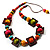 Multicoloured Square Wood Bead Cotton Cord Necklace - 74cm