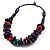 Multicoloured Chunky Wood Bead Cotton Cord Necklace - 44cm - view 8