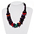 Multicoloured Chunky Wood Bead Cotton Cord Necklace - 44cm - view 3