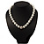 Snow White Glass Imitation Pearl Crystal Choker Necklace (Silver Tone Metal)