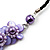 Lavender Floral Shell Leather Style Cord Necklace - 44cm Length - view 4