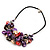 Stunning Multicoloured Shell-Composite Leather Cord Necklace - 44cm Length - view 8
