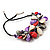 Stunning Multicoloured Shell-Composite Leather Cord Necklace - 44cm Length - view 6