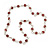 Terracotta Pink Glass Bead Necklace In Silver Plated Metal - 72cm Length - view 2