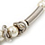 Simulated Pearl & Link White Leather Style Necklace In Silver Plated Metal - 64cm Length - view 3