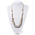 Simulated Pearl & Link White Leather Style Necklace In Silver Plated Metal - 64cm Length - view 2