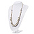 Simulated Pearl & Link White Leather Style Necklace In Silver Plated Metal - 64cm Length - view 6