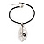 Large Silver Plated 'Leaf' Pendant On Leather Cord - 40cm Length (7cm extender) - view 2