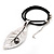 Large Silver Plated 'Leaf' Pendant On Leather Cord - 40cm Length (7cm extender) - view 5