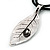 Large Silver Plated 'Leaf' Pendant On Leather Cord - 40cm Length (7cm extender) - view 6