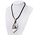 Large Silver Plated 'Leaf' Pendant On Leather Cord - 40cm Length (7cm extender) - view 3