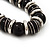 Black Ceramic Bead & Silvertone Metal Ring Stretch Choker Necklace - view 3