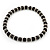 Black Ceramic Bead & Silvertone Metal Ring Stretch Choker Necklace - view 5