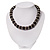 Black Ceramic Bead & Silvertone Metal Ring Stretch Choker Necklace - view 6