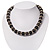 Black Ceramic Bead & Silvertone Metal Ring Stretch Choker Necklace - view 2