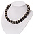 Black Ceramic Bead & Silvertone Metal Ring Stretch Choker Necklace - view 7