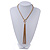 Gold Plated Tassel Pendant Necklace With T-Bar Closure - 40cm Length - view 2